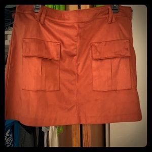 Orange suede skirt with pockets